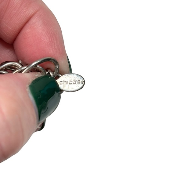 Chico’s Chunky 19” Multi Strand Speckled Turquoise Stones Silver Accents - Picture 12 of 13